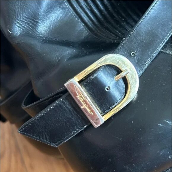 Salvatore Ferragamo black leather ankle boots booties size 9.5 - Picture 10 of 12